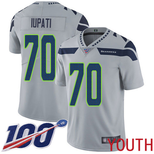 Seattle Seahawks Limited Grey Youth Mike Iupati Alternate Jersey NFL Football 70 100th Season Vapor Untouchable